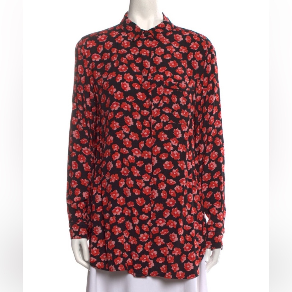 Ganni floral shirt red black size XL